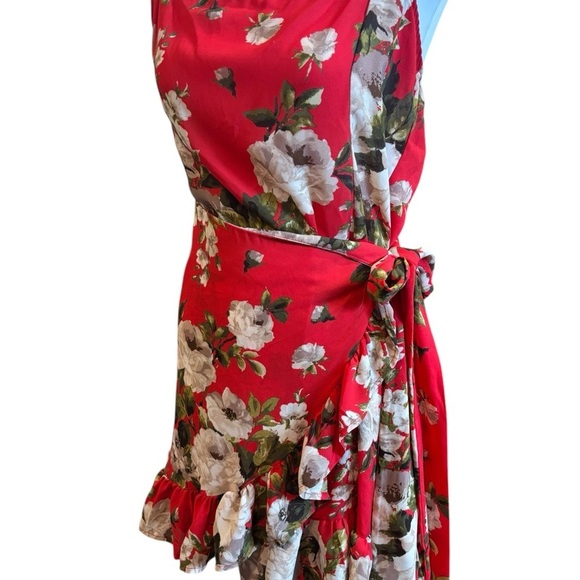 Free People Intimately Floral Wrap Dress Spaghetti Straps Ruffle Hem Mini Size m - Picture 6 of 12